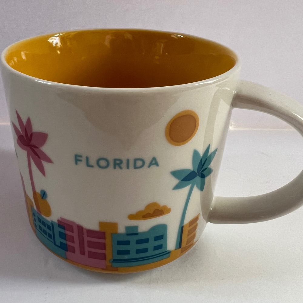 Starbucks Florida You Are Here Collection Coffee Mug 14oz 2015 Yellow Interior